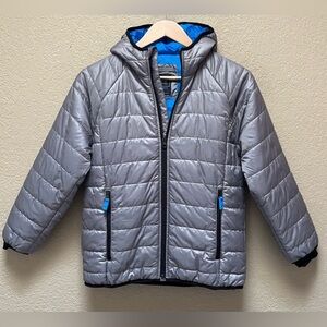 Gap Kids Primaloft Lightweight Puffer Jacket Boy Size Large Gray /Blue Color